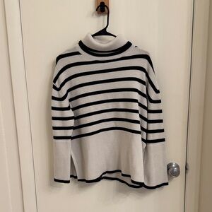 Striped Black and White Turtleneck Sweater
